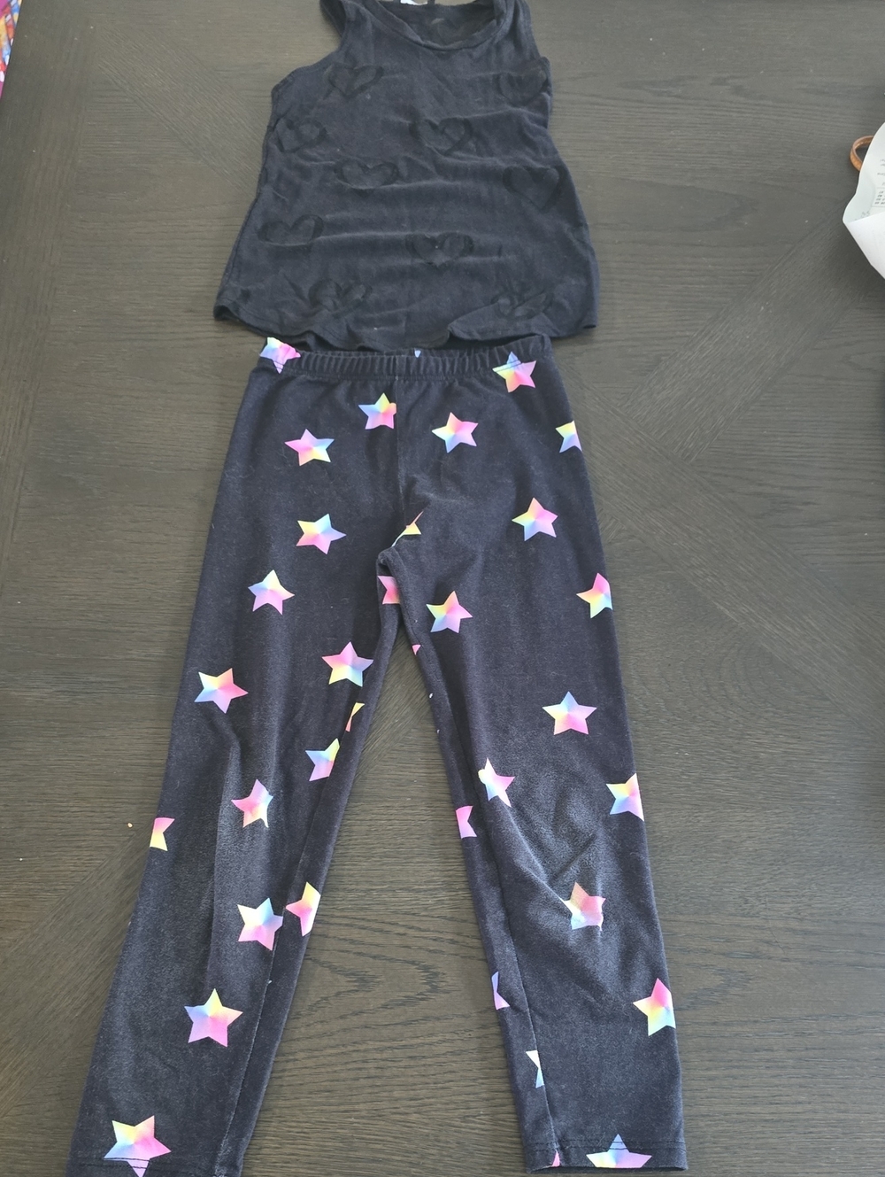Girls' Black Star-Print Pant Set - Tank Top & Leggings